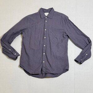 BILLY REID Men's Purple Blue Micro Checkered Button Up Shirt Standard Fit Size M